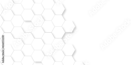 Fototapeta Naklejka Na Ścianę i Meble -  White Hexagonal Background. Luxury White Pattern. Vector Illustration. 3D Futuristic abstract honeycomb mosaic white background. geometric mesh cell texture.	

