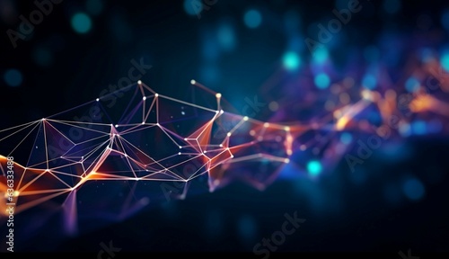 Dynamic polygonal backdrop interconnected dots and lines, embodying science, technology, 3D visualization Generative AI