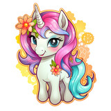 Cute Fairy Unicorn Clipart isolated on Transparency Background
