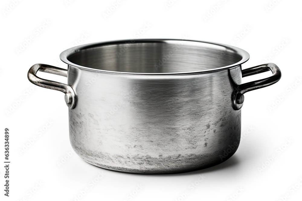 Steel pot top view isolated on white with clipping path Steel pot top view isolated on white with clipping path