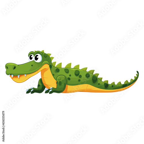 Cartoon crocodile isolated on white background  vector illustration.