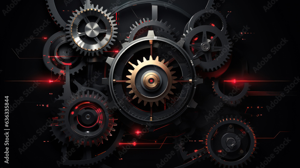 silver and gold clock gears generative ai