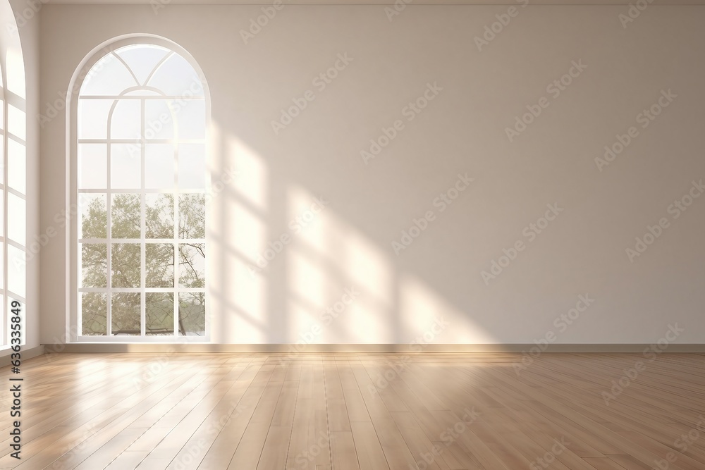 interior design, Mock-up of white empty room tihe arch window and wood laminate floor, sun light cast the shadow on the wall. generative ai.
interior design, Mock-up of white empty room tihe arch window and wood laminate floor, sun light cast the shadow on the wall. generative ai.
