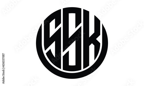 SSK shield in circle logo design vector template. lettermrk, wordmark, monogram symbol on white background. photo
