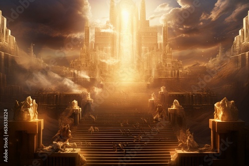 Image of biblical throne room from Revelation 4. Generative AI photo