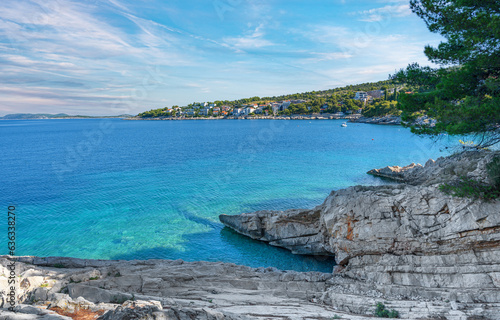 Fototapeta Naklejka Na Ścianę i Meble -  Seascape. Summer warm Adriatic sea and blue sky.