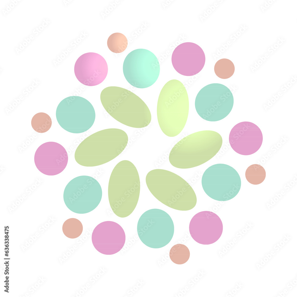 Colorful circles forming a spiral, vector illustration