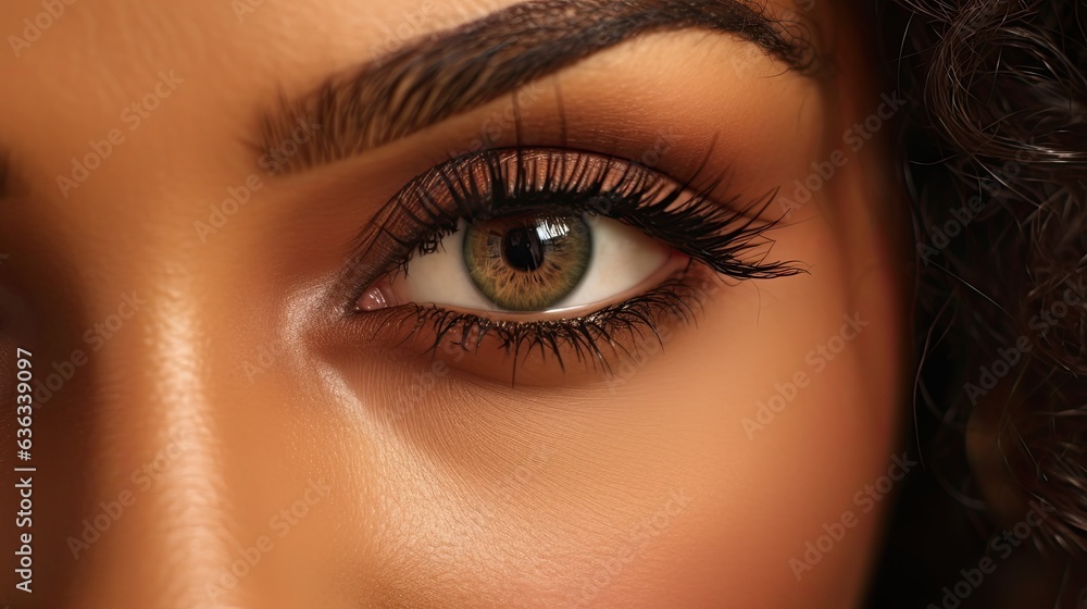 Beautiful Brown Eyes. Closeup of African American Woman's Face with Stunning Brown Eyes in a Concept of Beauty Care and African Beauty: Generative AI