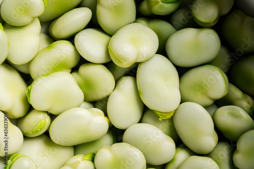 Fresh green fava beans.