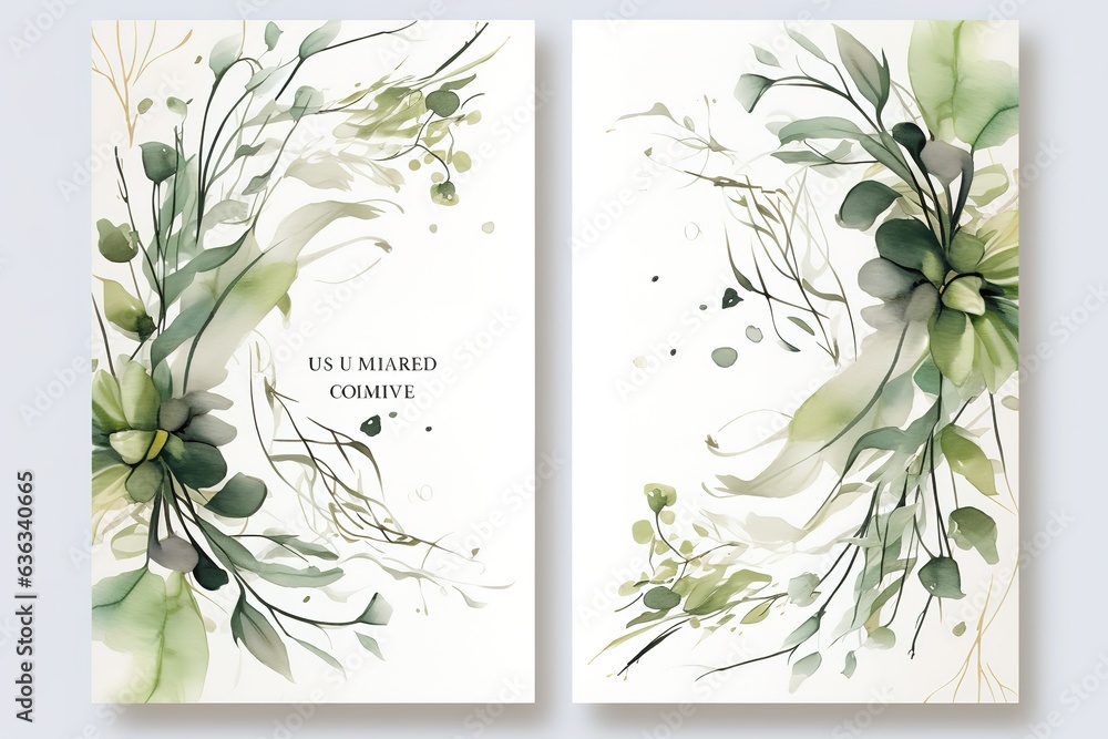 .Botanical wedding invitation card template design, white magnolia flowers and leaves. Template design with highly detailed, vector, realistic, spring flowers. Collection of Save the Date and RSVP.