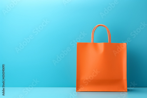 Orange shopping bag. Online shopping concept