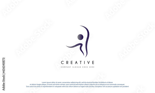 Fitness and wellness vector logo design Body balance Vector Illustration