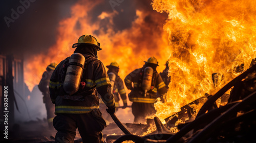 brave firefighters put out a strong flame generative ai