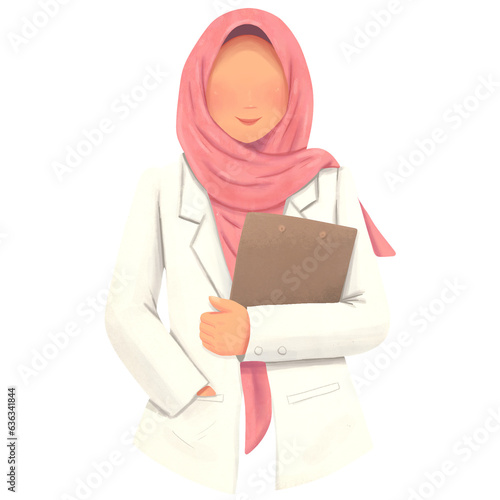 Muslim woman doctor faceless illustration