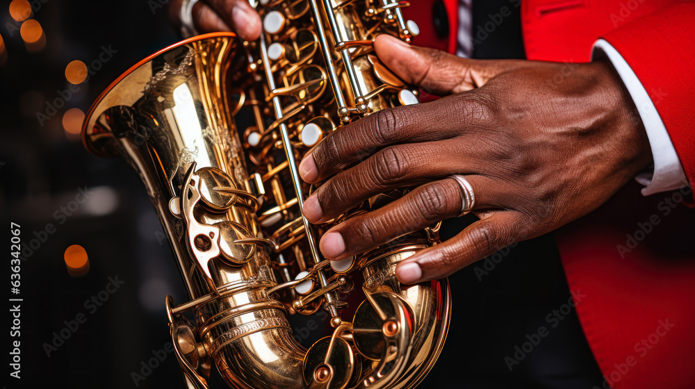 Obraz premium jazzman playing the saxophone. generative ai