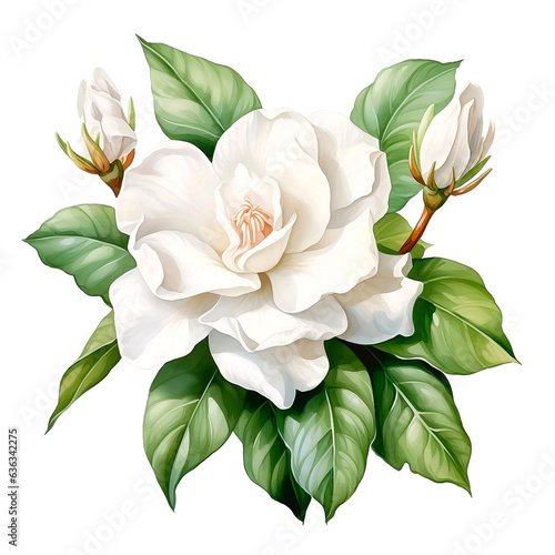 Water color beautiful gardenia flowers illustration png clip art
