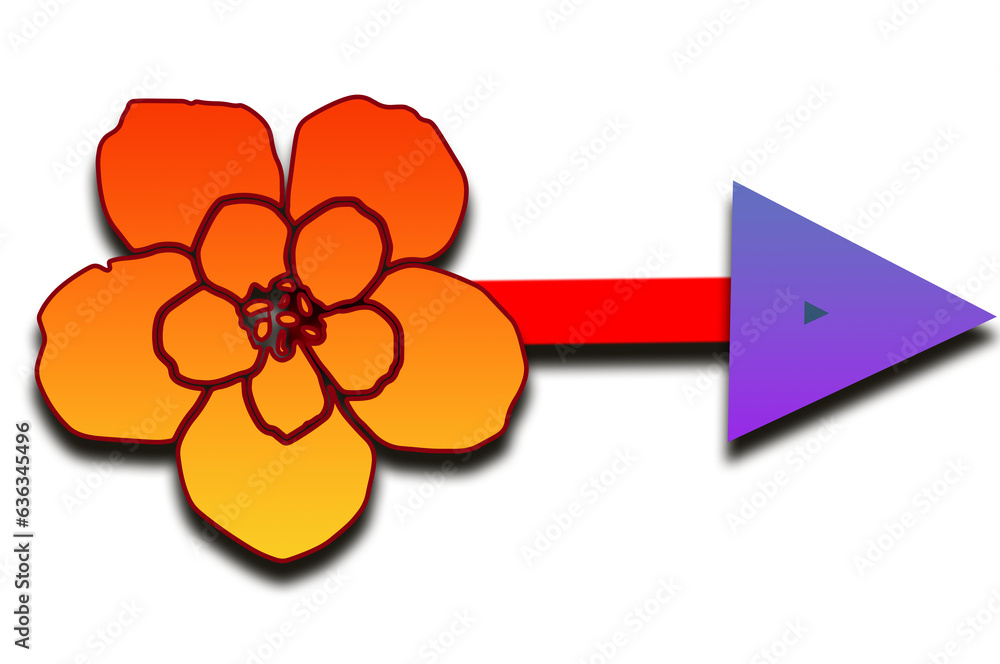 freccia viola e fiore