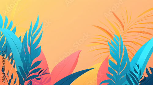 Sun-Kissed Serenity  Pink and Blue Palm Vector