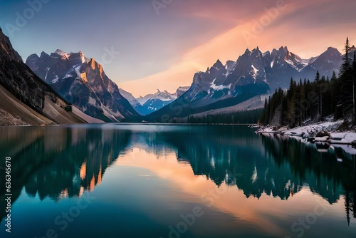 sunrise over the lake and mountains © MB Khan