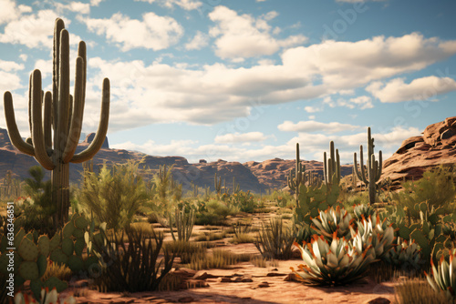 landscape of cactus in the desert