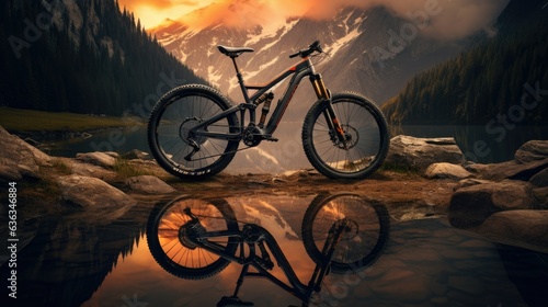 Mountain Biking Under Starlit Sky with Reflective Waters