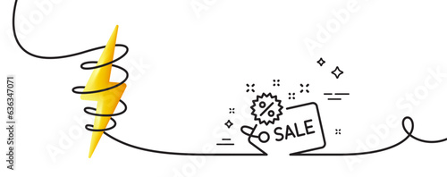 Sale tag line icon. Continuous one line with curl. Shopping discount sign. Clearance symbol. Sale single outline ribbon. Loop curve with energy. Vector