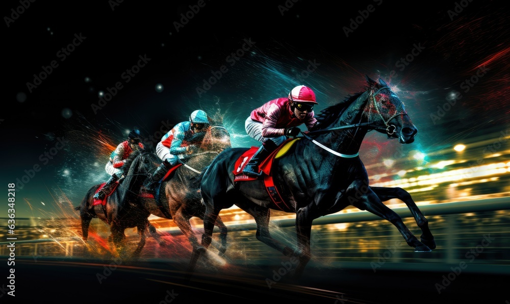 Nighttime Horse Galloping with Speed and Motion in Athletics Competition