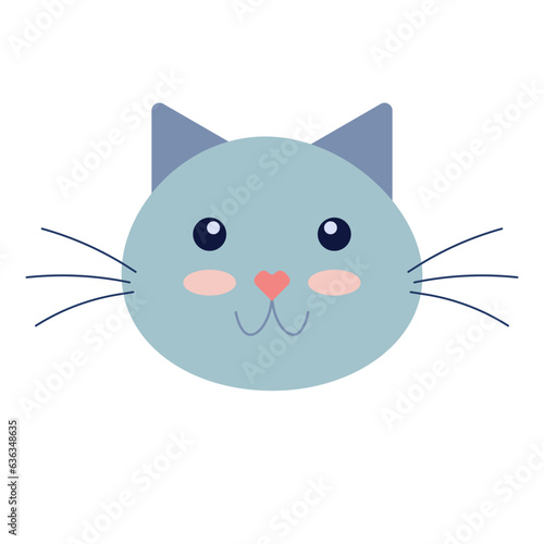 Cute cat face. Pet, animal. Vector, isolated on white background.