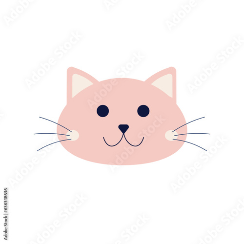Cute cat face. Pet, animal. Vector, isolated on white background.