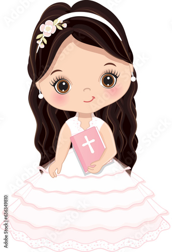 Vector First Holy Communion Cute Little Girl