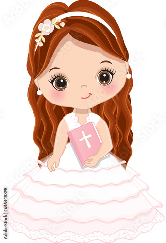 Vector First Holy Communion Cute Little Girl