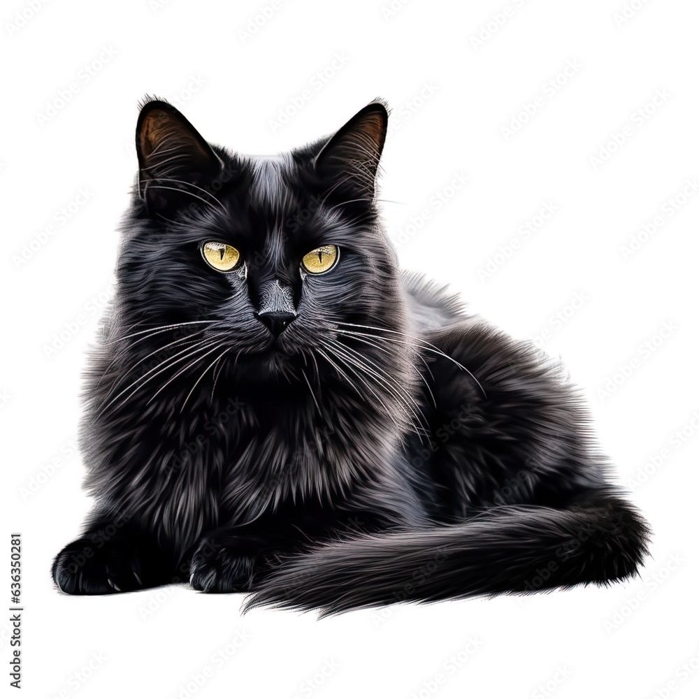 black cat on isolated white background