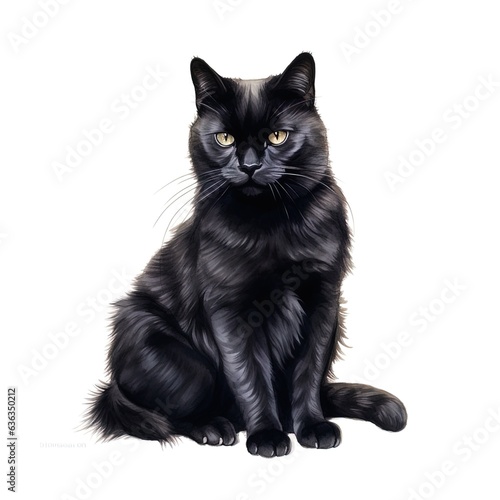 black cat on isolated white background