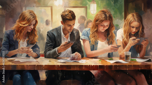 People on phone, phone addiction concept, Smartphone and Internet Addiction, Generative AI