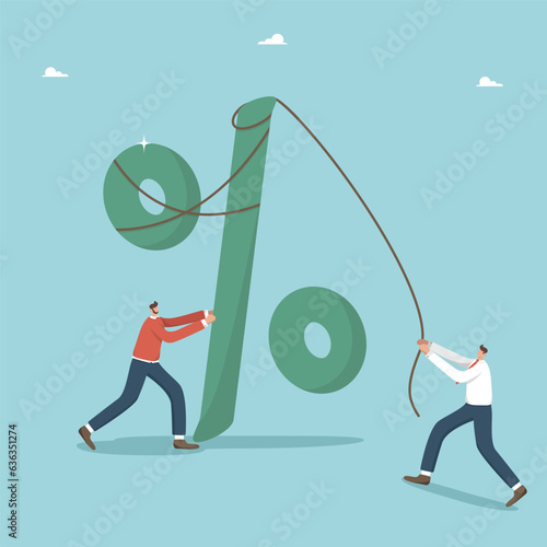 Cooperation and partnership to increase business profitability and increase wages and savings, increase the interest rate on deposit, investment attractiveness of projects, men raise percentage icon.
