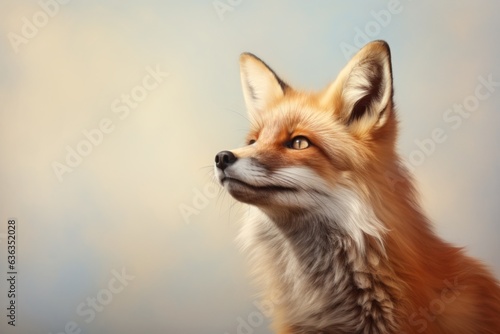 Fox portrait on minimalistic background. AI generated