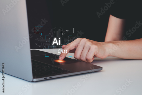 AI, Artificial Intelligence, technology smart robot AI, artificial intelligence by enter command prompt for generates something, Futuristic technology transformation, Chatbot, assistant, secretary