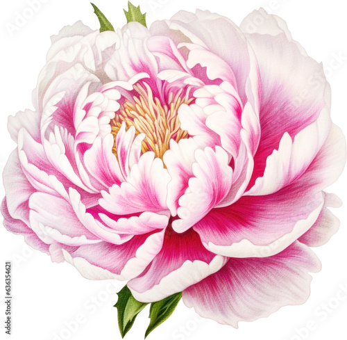 vintage chinese peony flowers watercolor isolated