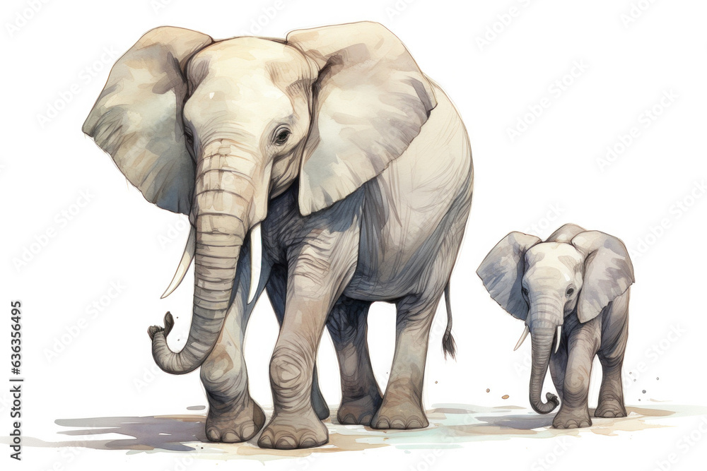 Cute cartoon elephant illustration (AI Generated) 