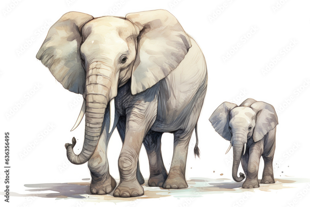 Fototapeta premium Cute cartoon elephant illustration (AI Generated) 