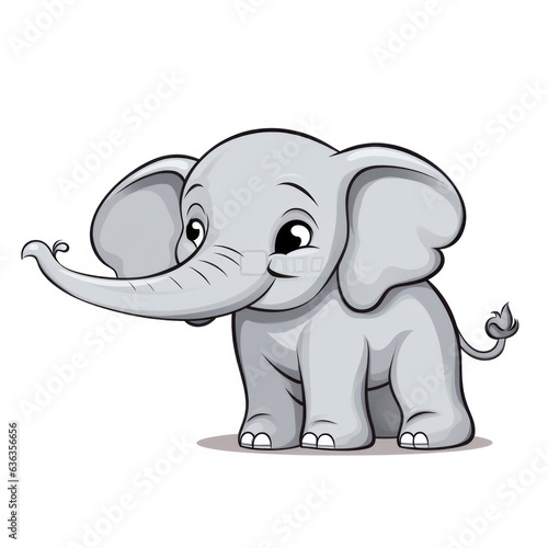 Cute cartoon elephant illustration  AI Generated  