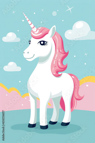 Cute cartoon unicorn illustration (AI Generated) 