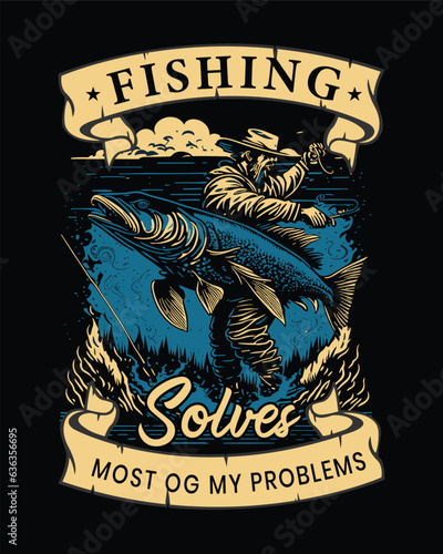 Fishing T-shirt Design, Fishing tee, Fishing sticker Design, Fishing vector artwork