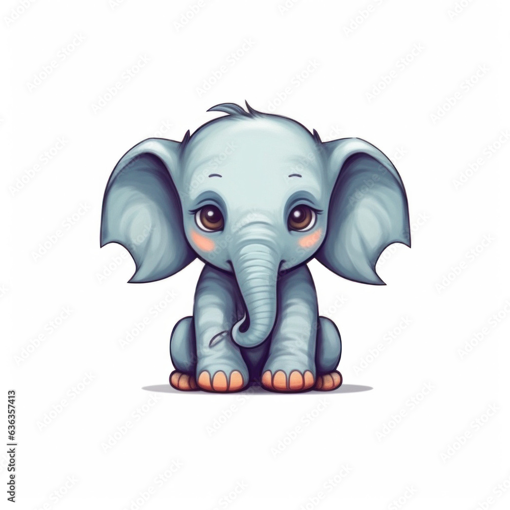 Cute cartoon elephant illustration (AI Generated) 