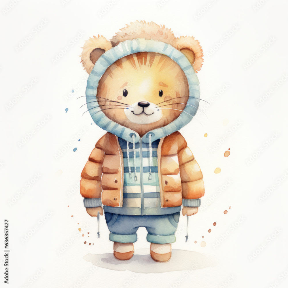 Fototapeta premium Cute cartoon cat illustration (AI Generated) 