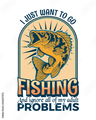 Fishing T-shirt Design, Fishing tee, Fishing sticker Design, Fishing vector artwork