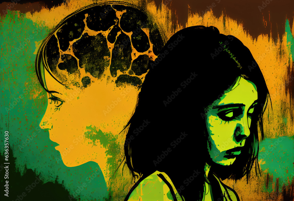 Colorful Illustration of Mental Health and Depression, Generative AI