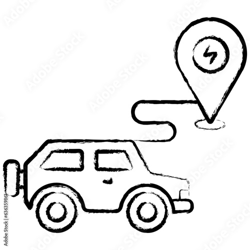 Hand drawn EV Station location icon