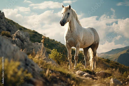 Cavalo branco na montanha - Papel de parede © vitor