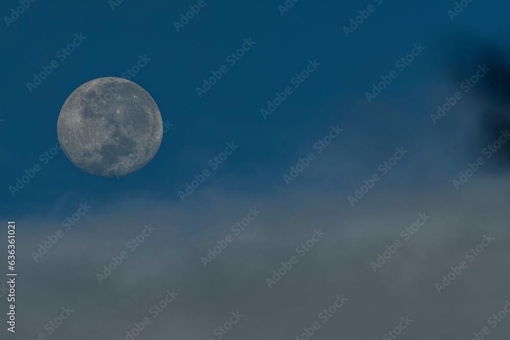 crescent, circle, crater, celestial, blue sky, beautiful moon, atmosphere, moon, sky, night, clouds, cloud, full, blue, space, dark, moonlight, nature, light, planet, halloween, water, stars, astronom